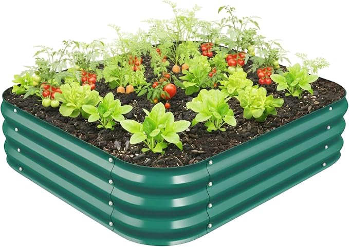 Galvanized Raised Garden Bed for Gardening, Modular Above Ground Growing by Unknown