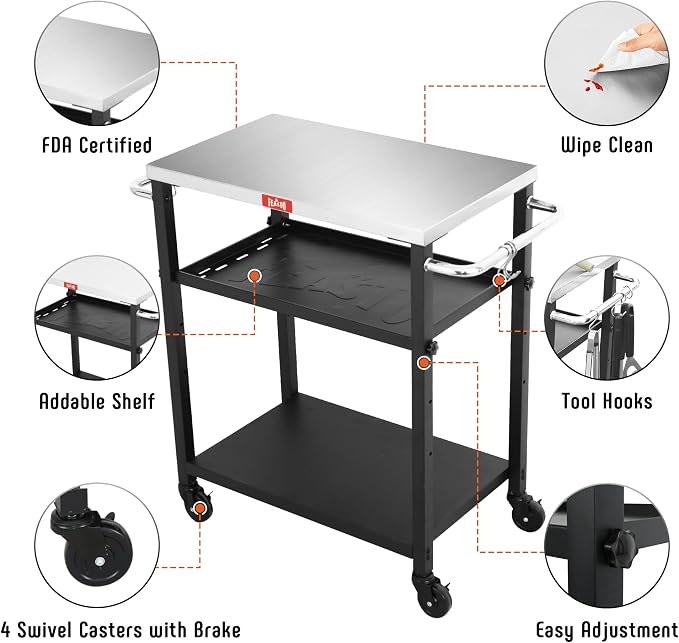 3-Shelf Grill Table, Pizza Oven Stand - Image 6