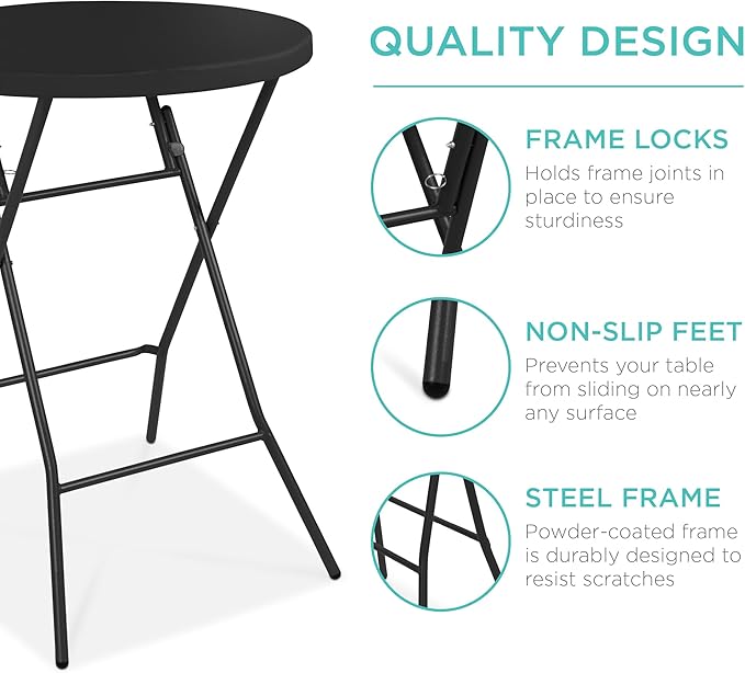 Best Choice Products 32in Bar Height Folding Table, Round Indoor Outdoor - Image 5