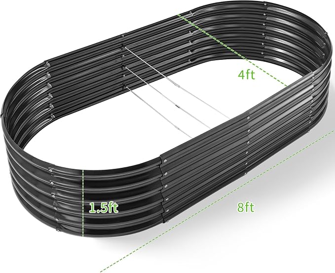 Land Guard Galvanized Metal Raised Garden Bed Kit, Oval Gardening Box, Patio - Image 2