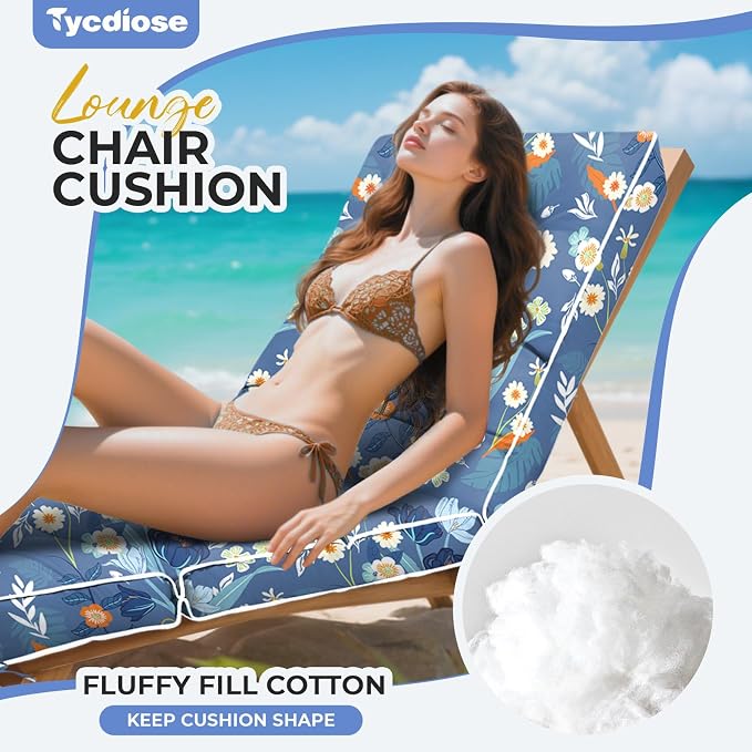 Outdoor Chaise Lounge Chair Cushion, Waterproof Non-Slip Patio Chaise Lounge - Image 2