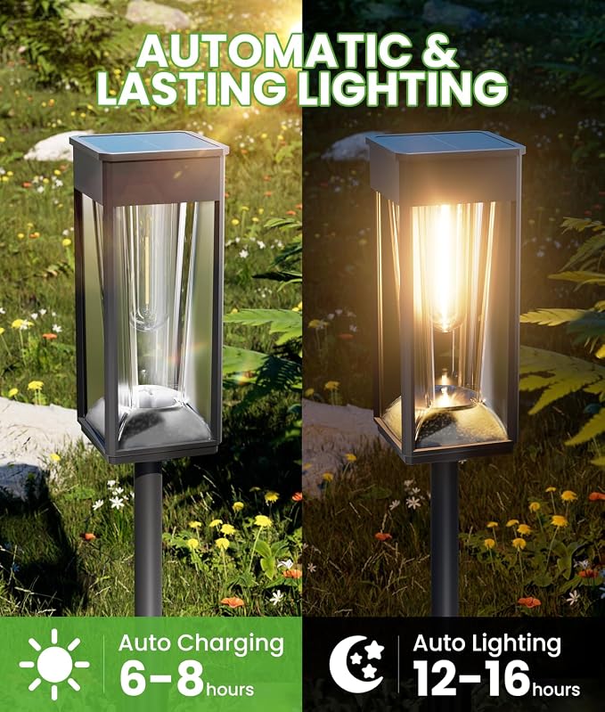 Solar Pathway Lights 2-in-1 Warm&Cool, 8 Pack Bright Solar Lights Outdoor - Image 5