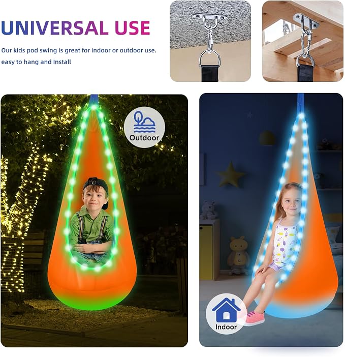 Light Up Swing Chair Hammock Chair Indoor Outdoor - Image 4