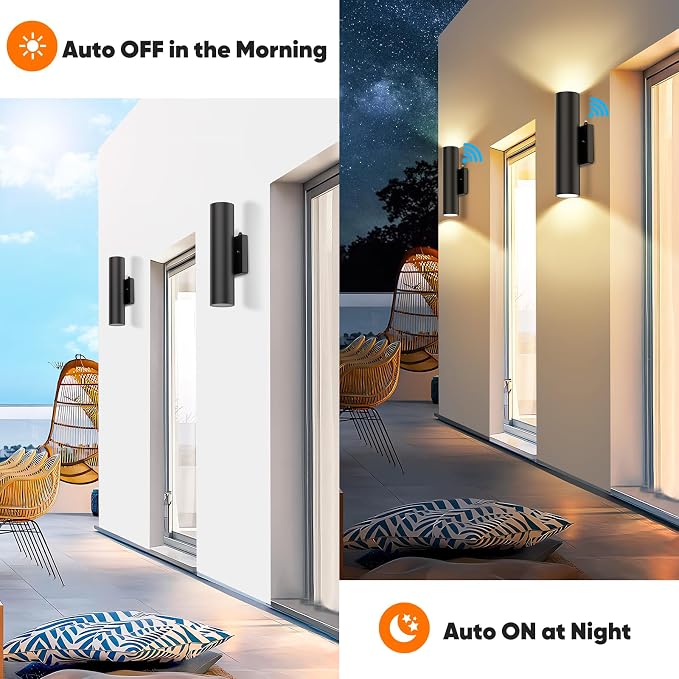 4-Pack Dusk to Dawn Outdoor Wall Lights, 12W 2700K Up and Down LED Porch Lights - Image 3
