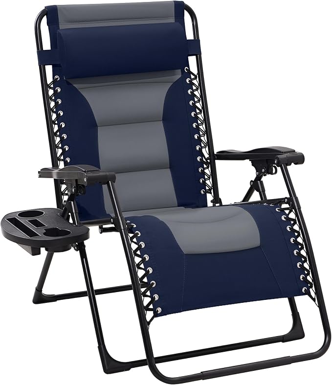 JEAREY Oversized Padded Zero Gravity Chairs, Folding Lounge Chair Outdoor Patio by JEAREYOutdoorsCollection
