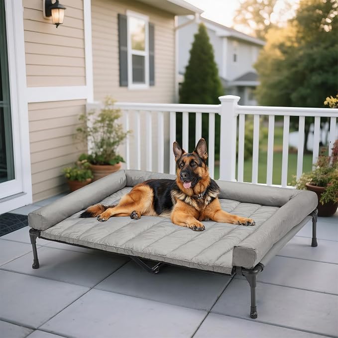 Veehoo Cooling Elevated Dog Bed Add Removable Waterproof Bolster Cushion Mat by Veehoo