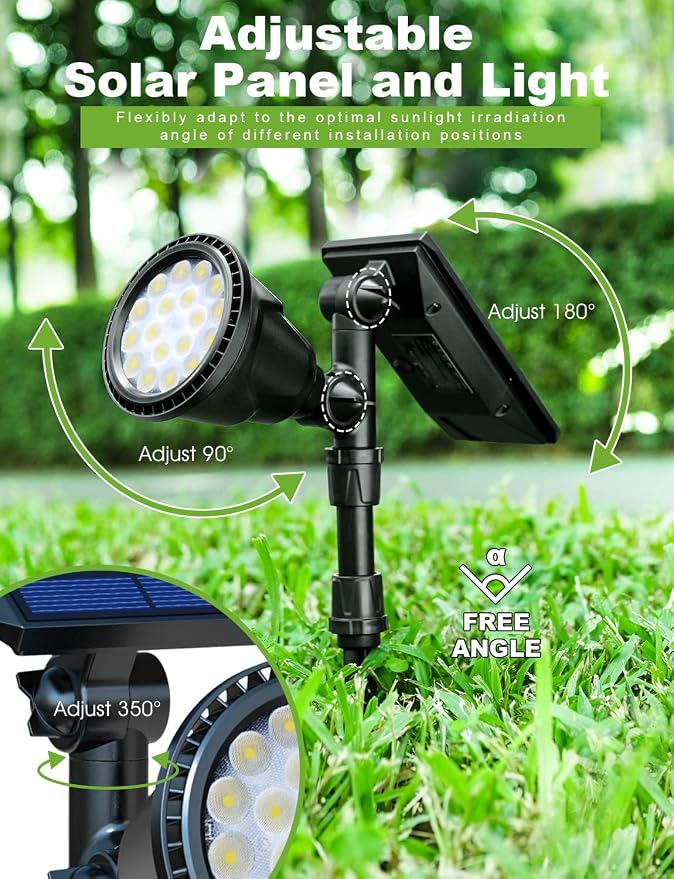 DBF Solar Lights Outdoor, 600LM Solar Spotlights Outdoor Waterproof, 2 - Image 6