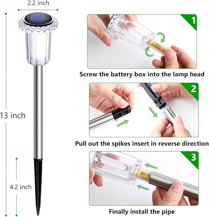Solar Pathway Lights 10 Pack Christmas Solar Lights Outdoor Waterproof 6000K - Image 4