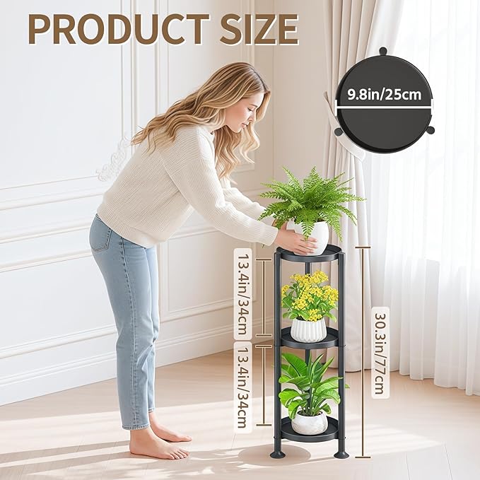 LASZOLA 3 Tier Black Corner Plant Stand Indoor - Image 7