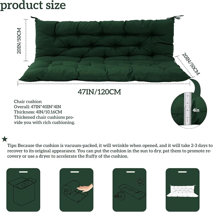 Outside Benches Cushion with Backrest, Thicken Waterproof Swing Cushions 2/3 - Image 5