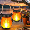 2 Pack Solar Flame Lantern Lights — Flickering Flame Hanging Lanterns Outdoor by SANMOON