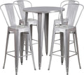 Flash Furniture Callum Commercial Grade 30" Round Silver Metal Indoor-Outdoor by FlashFurniture