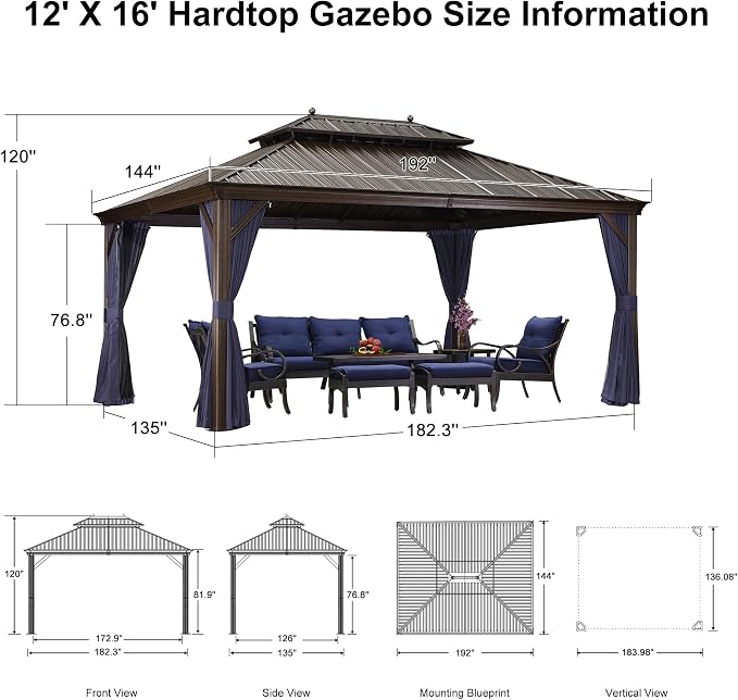 PURPLE LEAF 12' X 16' Permanent Hardtop Gazebo - Image 9