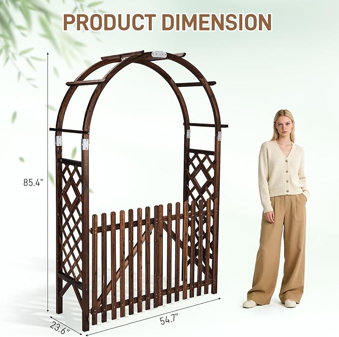 VINGLI Wooden Garden Arbor, Heavy Duty Outdoor Frame Trellis - Image 6