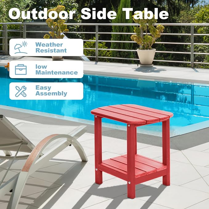 Adirondack Outdoor Side Table, 16.5” HDPE Small Patio Table - Image 6