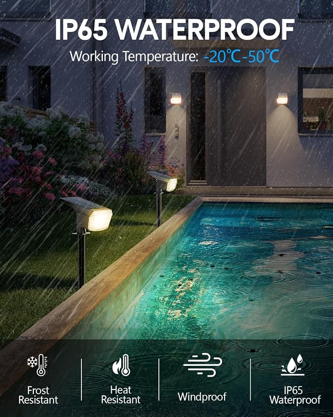 HIBOITEC Solar Spot Lights Outdoor Waterproof 59LED Landscape Lights Solar - Image 4