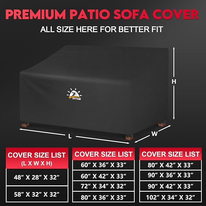 Zettum Patio Loveseat Cover 60 Inch - Image 3