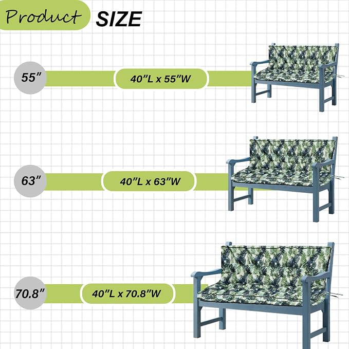 Waterproof Porch Swing Cushion Replacement, Thick 2–3 Seat Swing Seat Cushion - Image 5