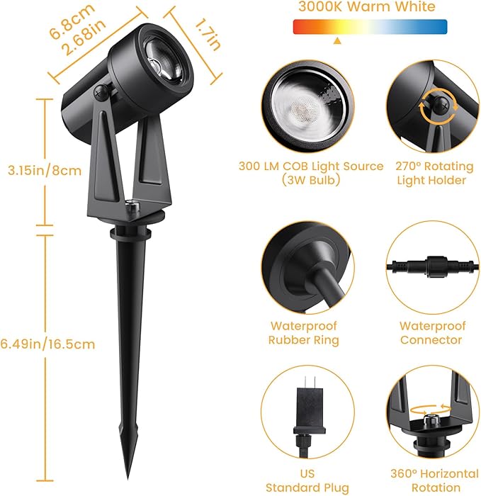 Low Voltage Landscape Lighting, 4 Pack Outdoor LED Landscape Spotlights - Image 2