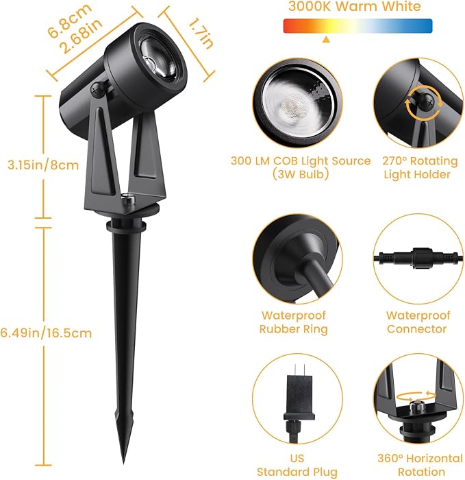 Low Voltage Landscape Lighting, 8 Pack Outdoor LED Landscape Spotlights - Image 2