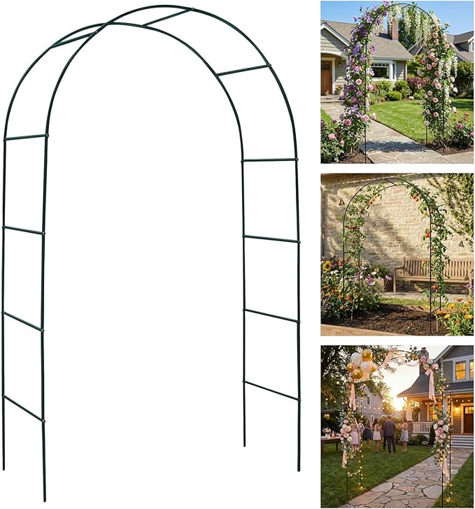 Metal Pergola Arbor, Outdoor Flower Garden Arch Trellis, Steel Garden Arbor by Skypatio