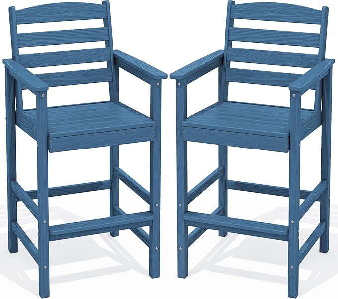 SERWALL Tall Adirondack Chairs Set of 2, Oversize Balcony Adirondack Chairs Set by SERWALL