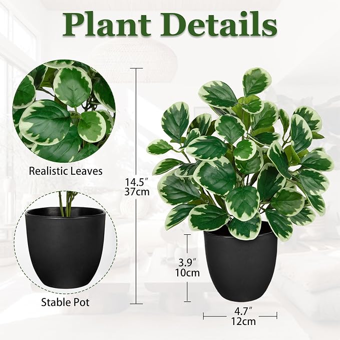 14.5" Artificial Plants Indoor Home Decor, Fake Potted Silk Plants - Image 2