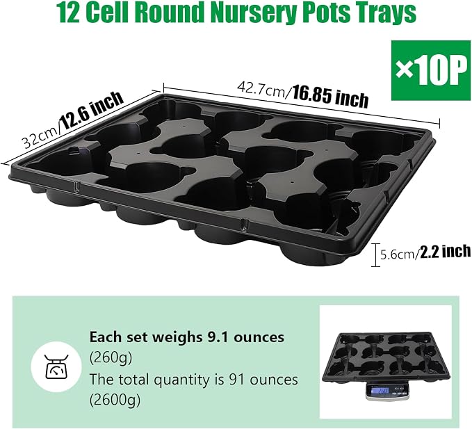 12 Cell Round Nursery Pots Trays Thickened Durable Seedling Pots Shuttle - Image 2
