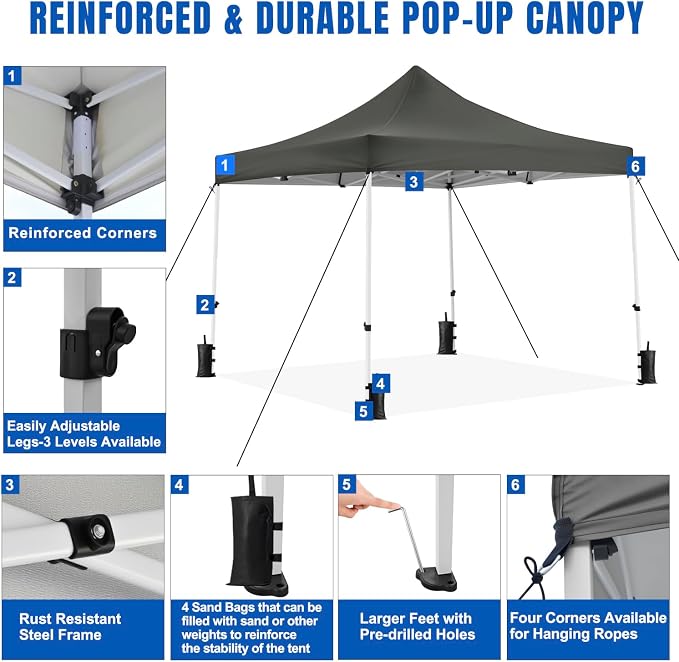 Yesker 10x10 Pop Up Canopy Tent - Image 5