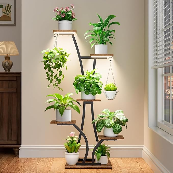 Plant Stand with Grow Light for Indoor Plants, 6 Tiered Metal Plant Shelf - Image 4