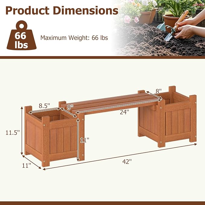 Giantex 2-in-1 Outdoor Bench - Image 2