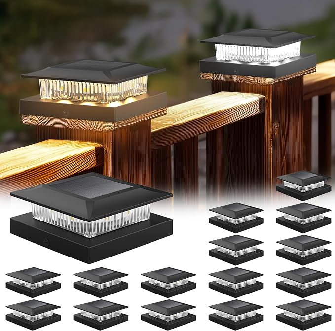 4x4 Solar Post Cap Lights 16 Pack, Fence Post Solar Lights by ICERONALLC