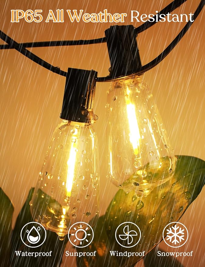 GHUSTAR 150FT LED Outdoor String Llights – Patio Lights Outdoor Waterproof - Image 3