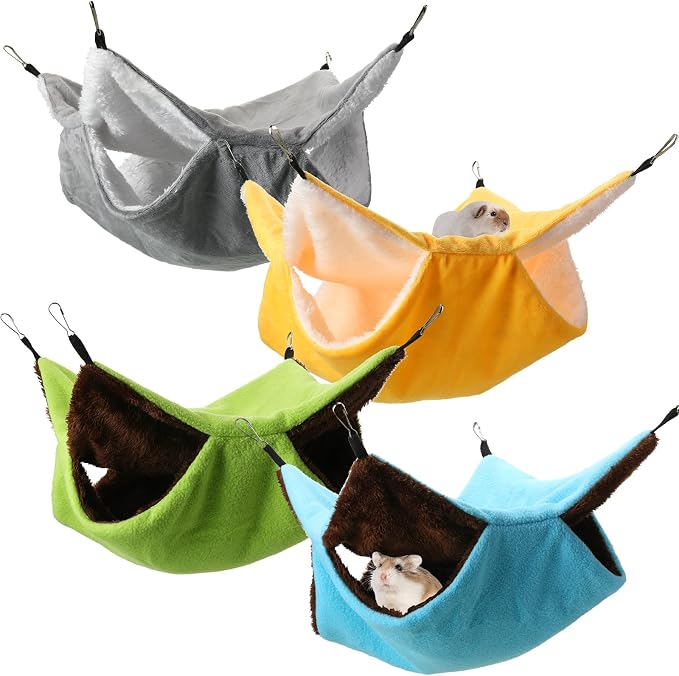 Nuogo 4 Pcs Rat Hammock for Cage Small Animal Hanging Ferret Hammocks for Rat by Nuogo