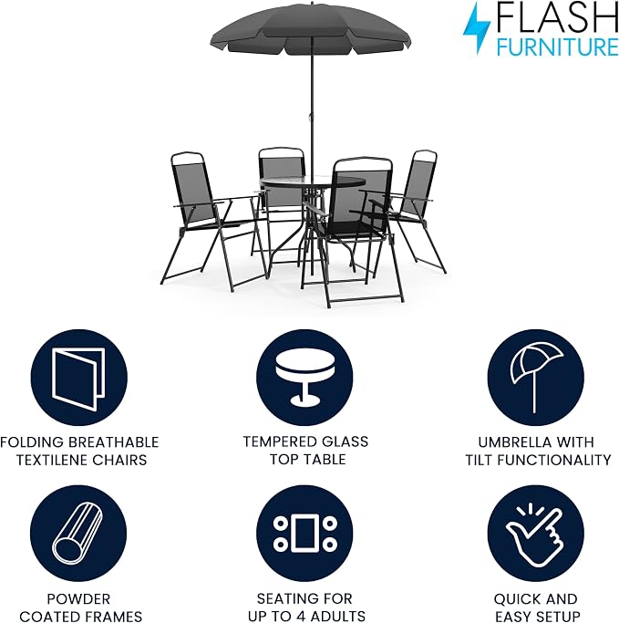 Flash Furniture Nantucket 6-Piece Patio Dining Set - Image 2