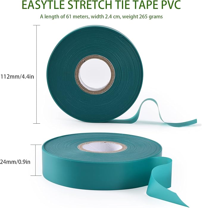 Stretch Tie Tape, 1” Wide 200FT Reusable Garden Plant Ties Green Tapes - Image 2