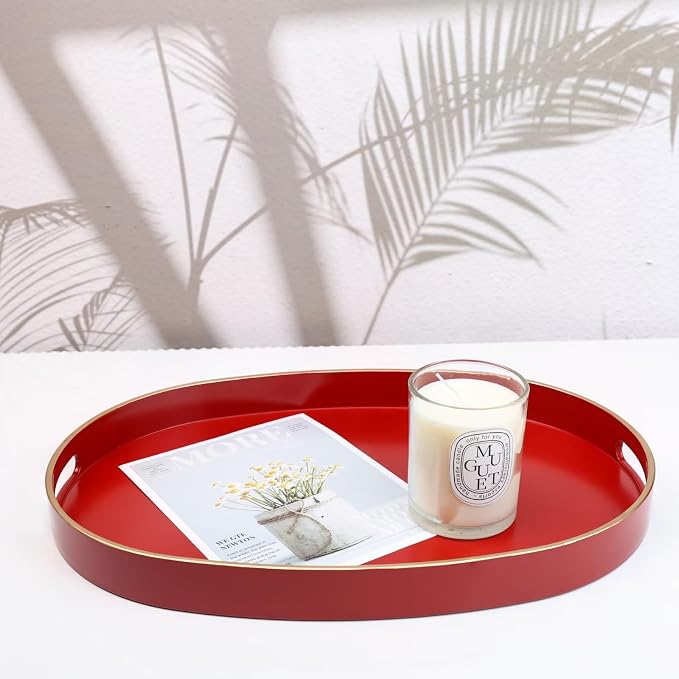 Spsyrine Red Plastic Serving Tray - Image 2