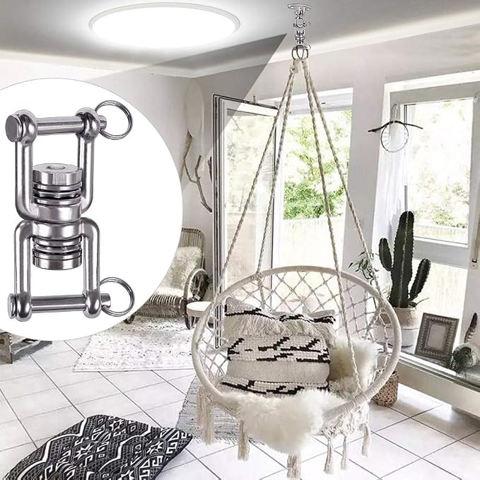BeneLabel Dual Hanging Rings Hammock Swing Hanger, Swivel Stainless Steel - Image 5