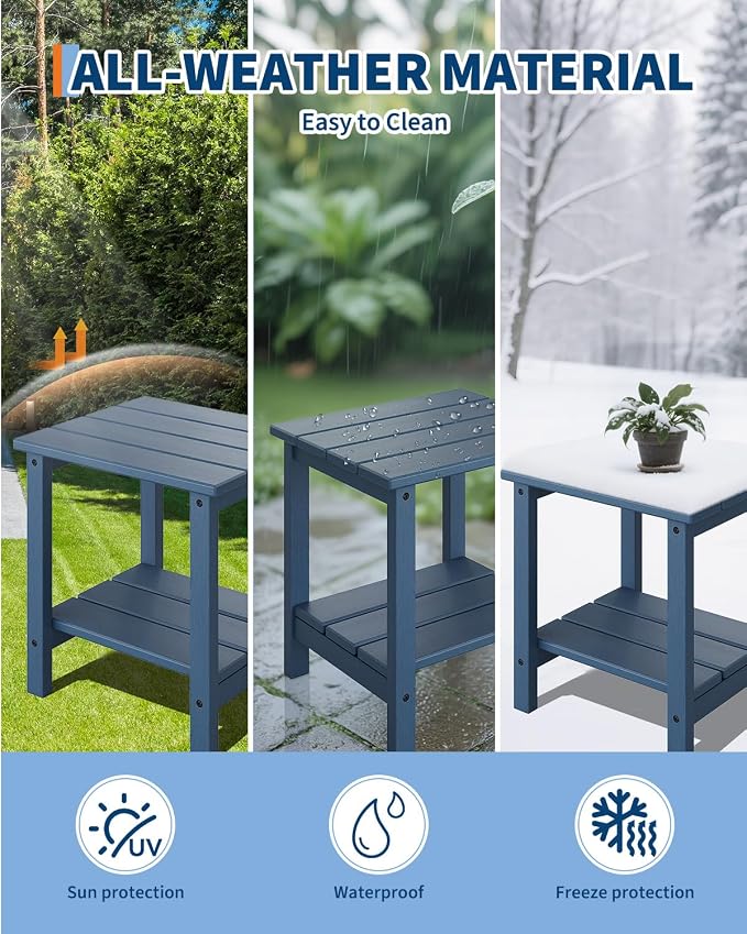 GarveeLife Adirondack Outdoor Side Table 18 x 15 in, HDPE 2-Tier Patio Side - Image 4