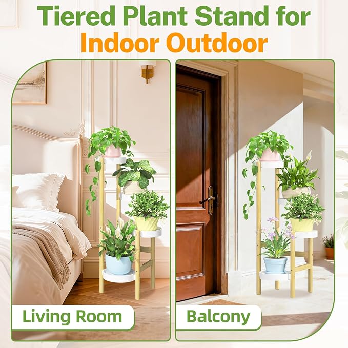 iDavosic.ly 4 Tier Bamboo Plant Stand Indoor Outdoor - Image 6