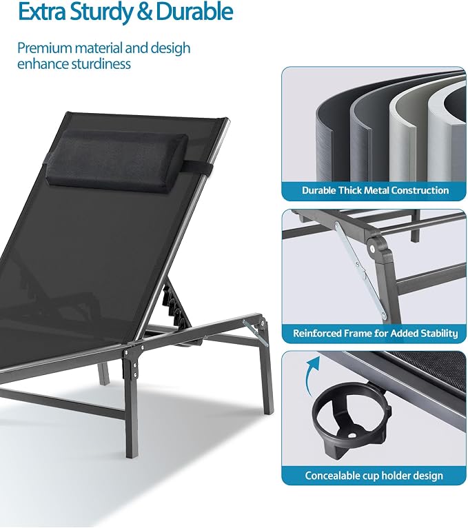 Foldable Chaise Lounge Chair - Image 6