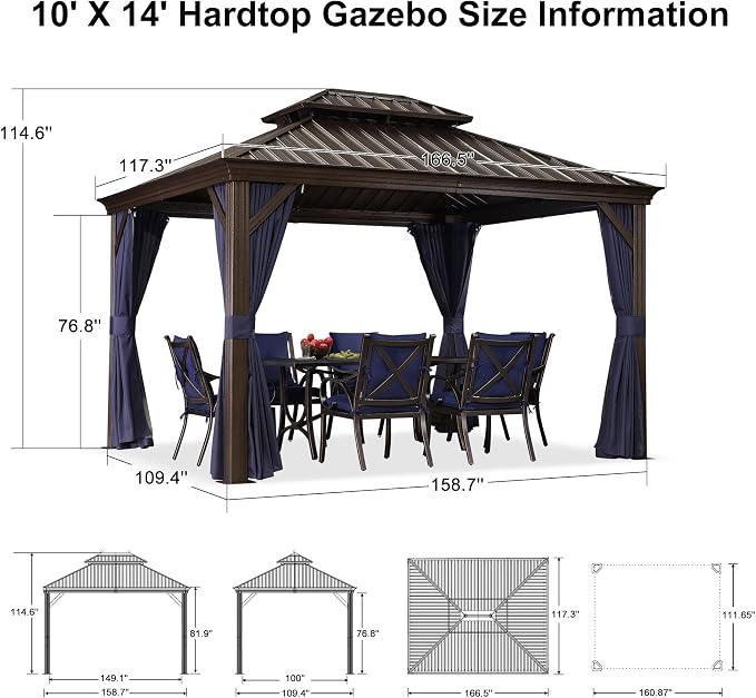 PURPLE LEAF 10' X 14' Permanent Hardtop Gazebo - Image 8