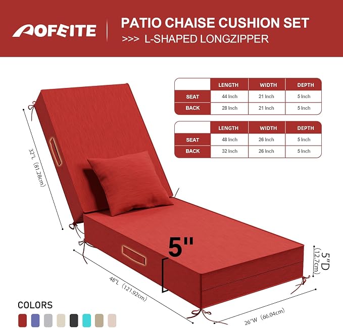 Outdoor Water-Resistant Olefin Chaise Lounge Cushions - Image 3
