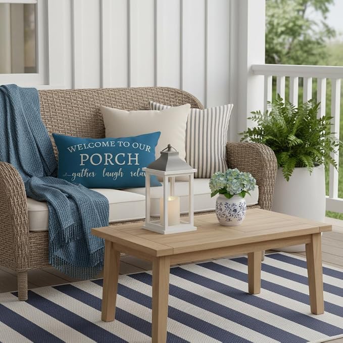 PANDICORN Welcome to Our Porch Stay Awhile Outdoor Lumbar Decorative Throw - Image 3