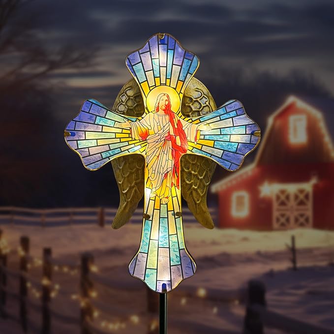 Solar Jesus Cross for Gemetery Graver, Grave Decorations for Cemetery, Sympathy - Image 8
