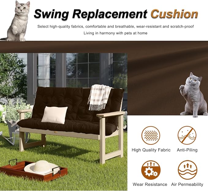 2-3 Seat Swing Replacement Cushion, Outdoor Bench Cushions - Image 2