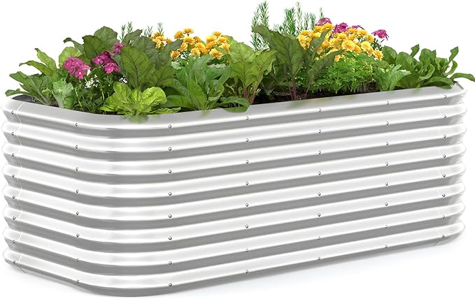 Quictent Raised Garden Bed Kit Oval Galvanized Metal Planter Box Tall by QUICTENT