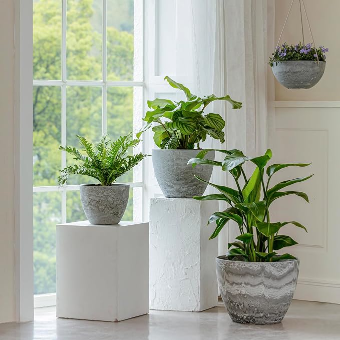 LA JOLIE MUSE Flower Pots Outdoor Garden Planters, Indoor Plant Pots - Image 3