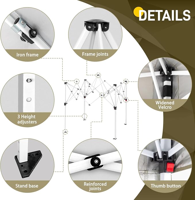 Outvita 5x5 Pop Up Canopy Tent, Ez Up Outdoor Canopy Tent Instant Shelter - Image 3
