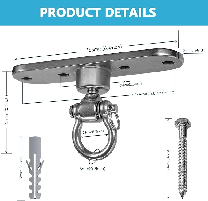 Swing Hanger Heavy Duty Anti-Rust 180° & 360° Bearings1500 lb Capacity Smooth - Image 5